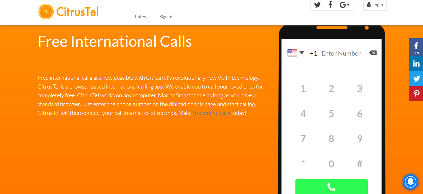 Citrustel Free international calls with VOIP technology