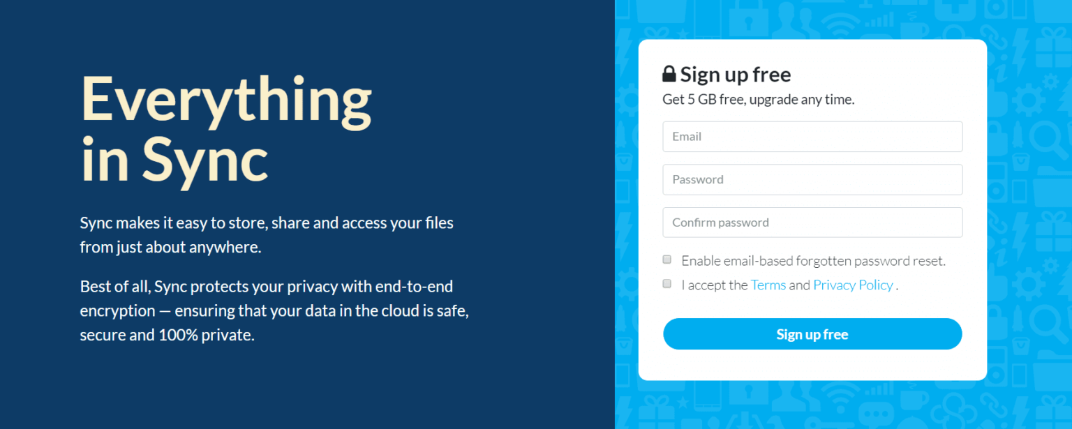 Sync is a free cloud service for file sharing & file storage