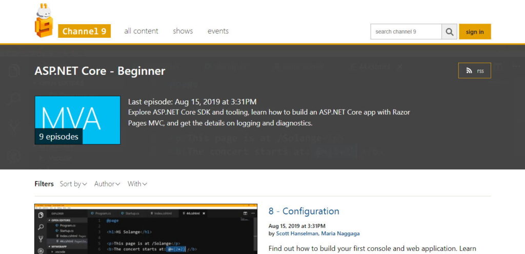 ASP.NET Core Beginner Channel9