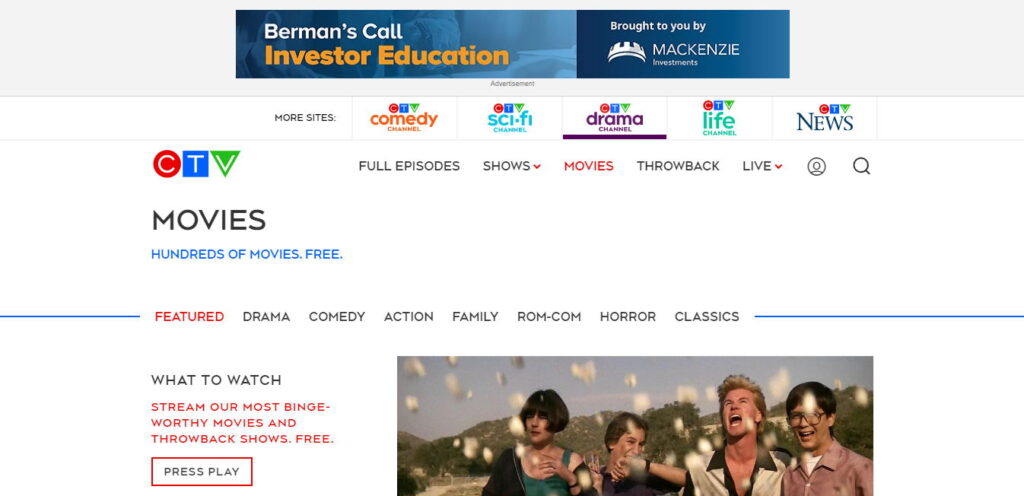 Stream and Watch your favourite movies online for free CTV Movies