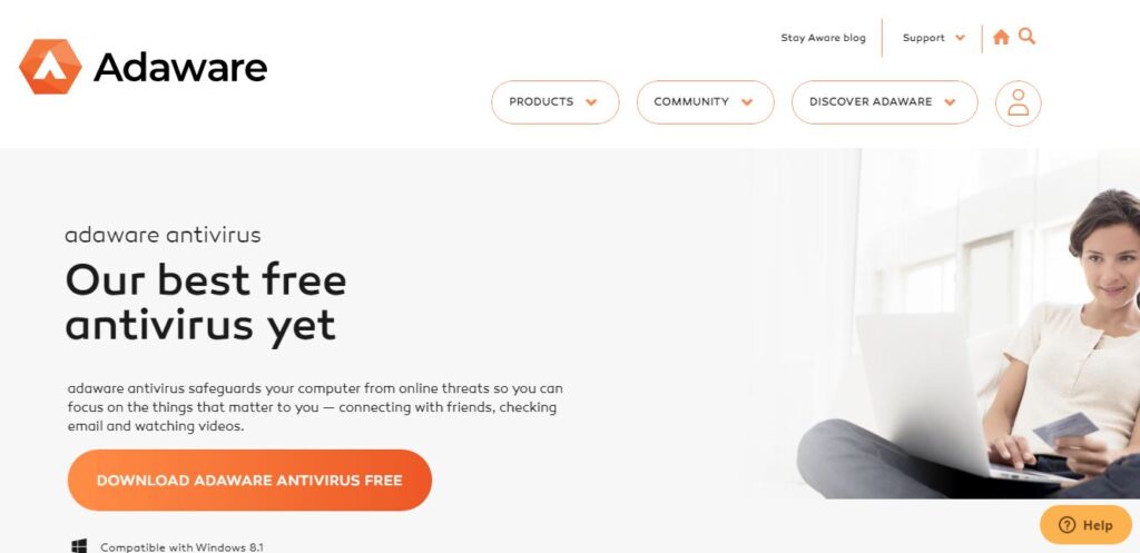 Free Antivirus Download for PC Adaware Virus Protection Software cover