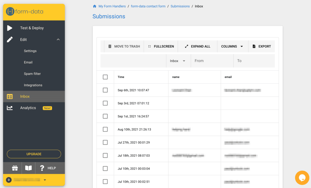 FormData inbox