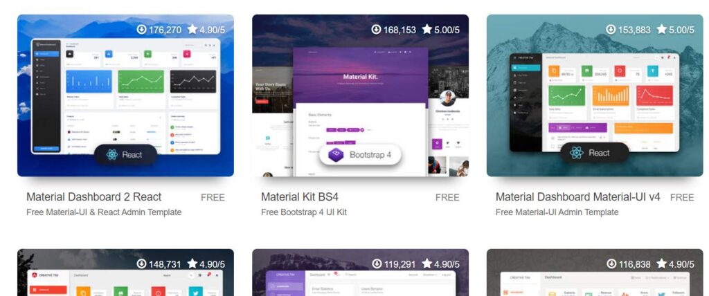 creative tim bootstrap templates