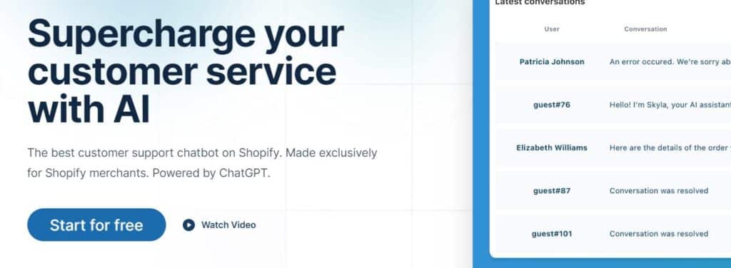 skyla chatgpt customer service shopify