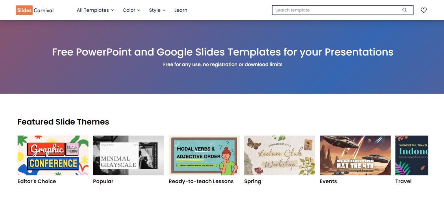 SlidesCarnival – Free PowerPoint Templates Tool & Google Slides Themes