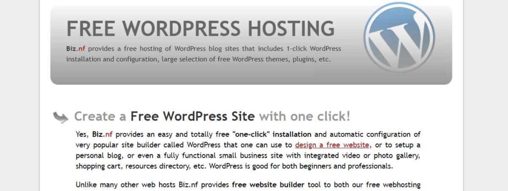 biznf free wordpress hosting
