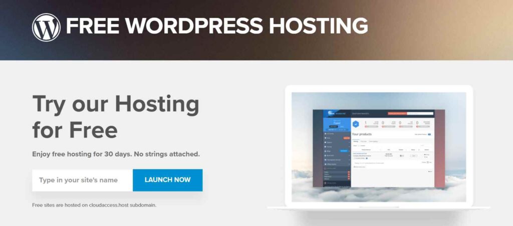 cloudaccess free wordpress hosting