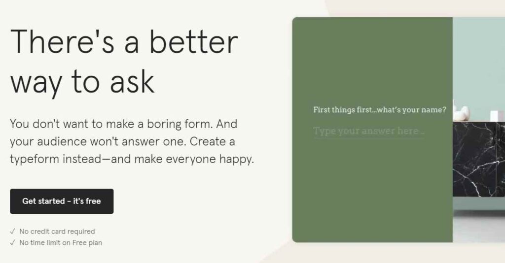 typeform free email forms